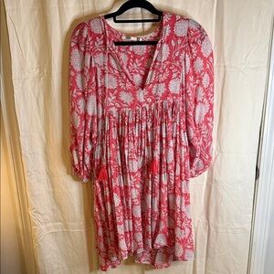 Women's Pink Floral Mini Dress - Lightweight Boho Style